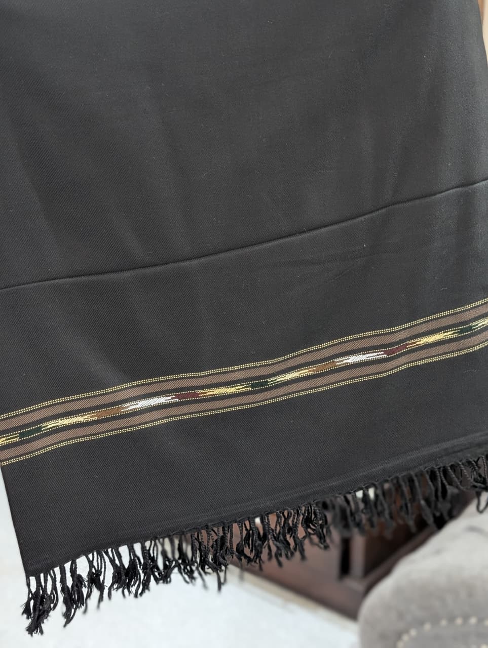 Handmade Pure Wool Shawl for Men – Soft & Warm Black Winter Shawl - Image 3