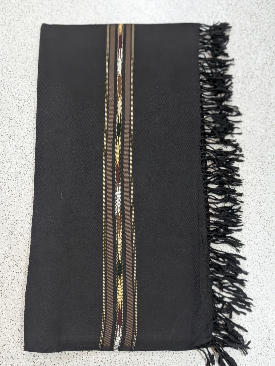 Handmade Pure Wool Shawl for Men – Soft & Warm Black Winter Shawl - Image 4