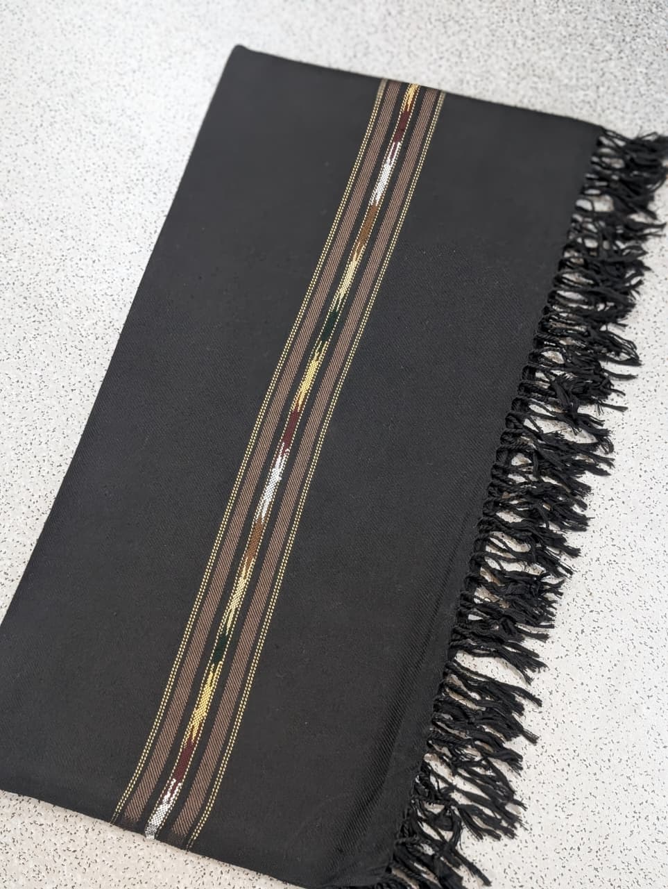 Handmade Pure Wool Shawl for Men – Soft & Warm Black Winter Shawl - Image 1