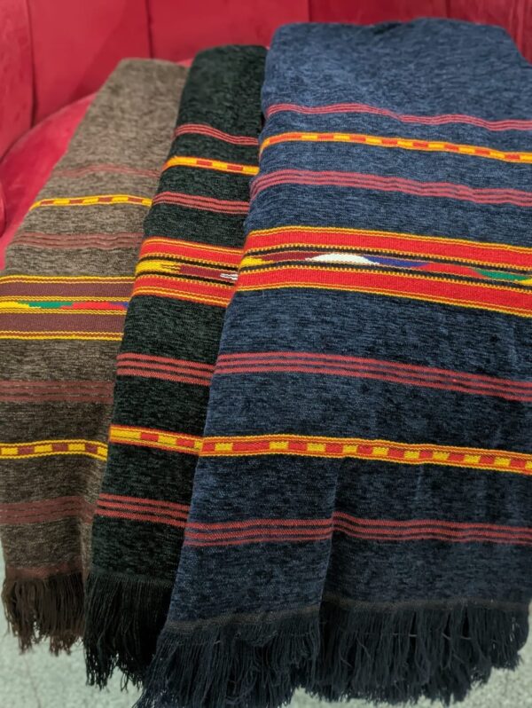 Handmade Wadera Style Shawl for Gents - Velvet Shawls - Brown - Image 4