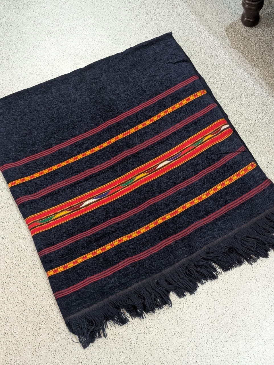 Handmade Wadera Style Shawl for Gents - Velvet Shawls - Navy Blue - Image 1