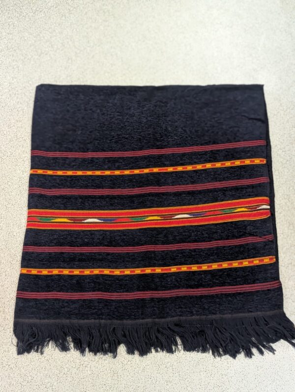 Handmade Wadera Style Shawl for Gents - Velvet Shawls - Navy Blue - Image 3