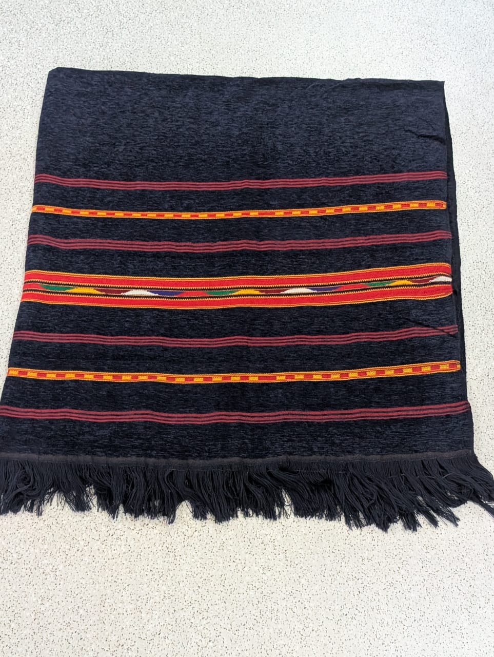 Handmade Wadera Style Shawl for Gents - Velvet Shawls - Navy Blue - Image 2