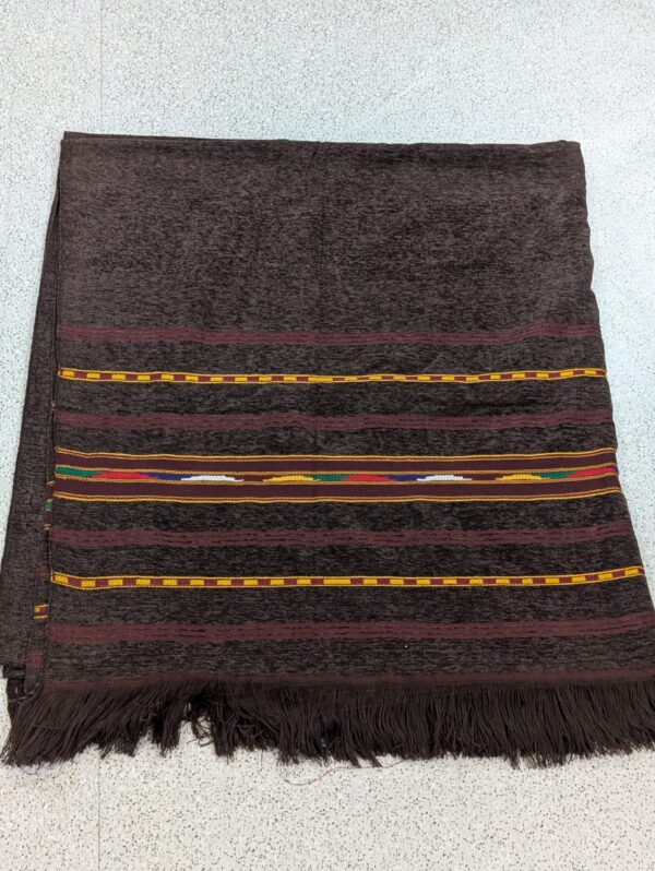 Handmade Wadera Style Shawl for Gents - Velvet Shawls - Brown - Image 3