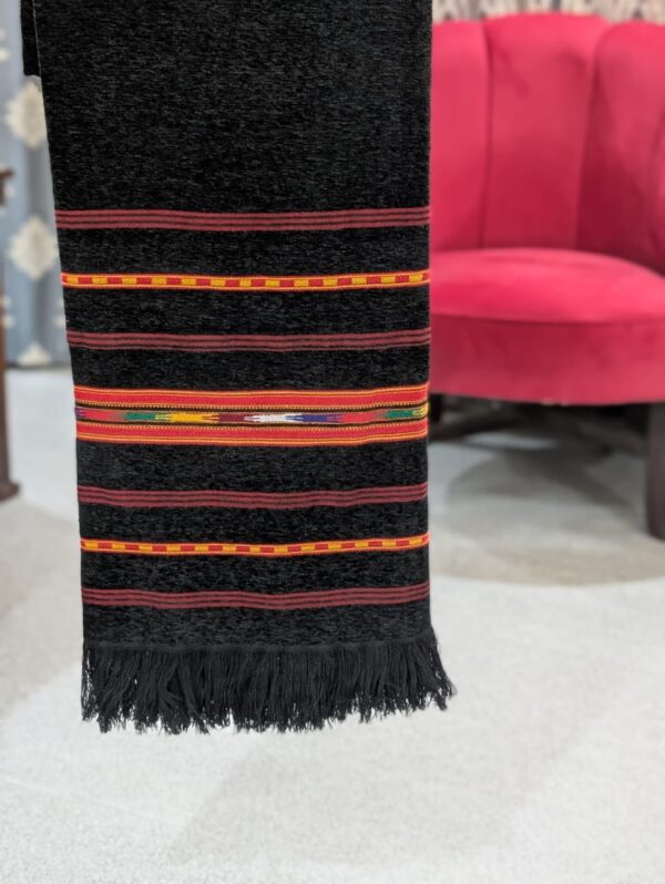 Handmade Wadera Style Shawl for Gents - Velvet Shawls - Black - Image 4