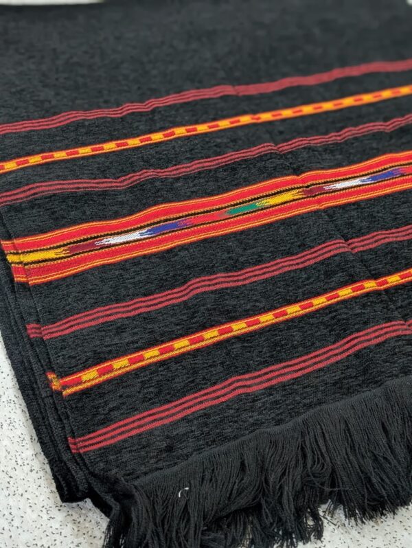 Handmade Wadera Style Shawl for Gents - Velvet Shawls - Black - Image 2