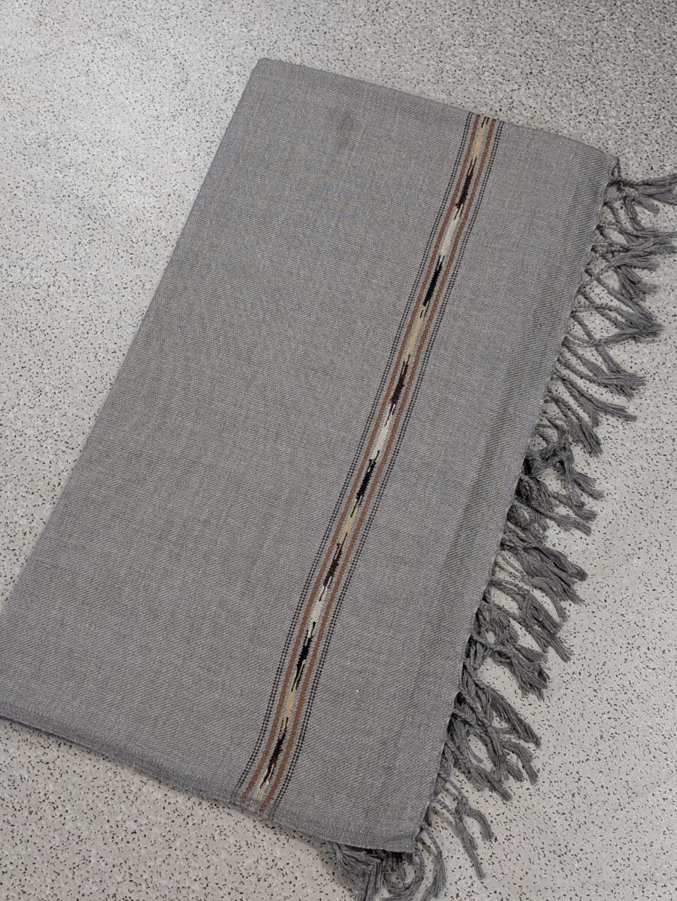 Handmade Pure Lambswool Shawl For Men - Grey - Image 1