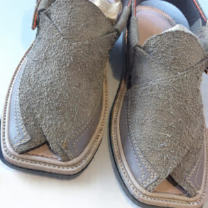 Grey Peshawari Suede Chappal - Traditional Crafted Comfort - Image 4