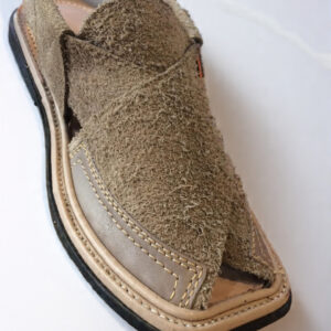 Grey Peshawari Suede Chappal - Traditional Crafted Comfort - Image 3