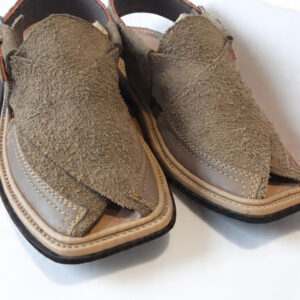 Grey Peshawari Suede Chappal - Traditional Crafted Comfort - Image 2