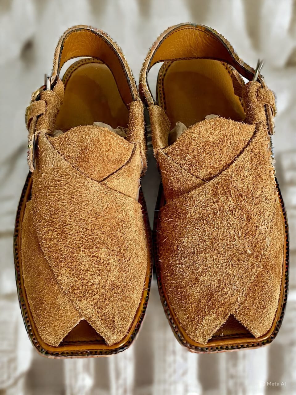 Camel Colour Peshawari Suede Chappal - Traditional Crafted Comfort - Image 1