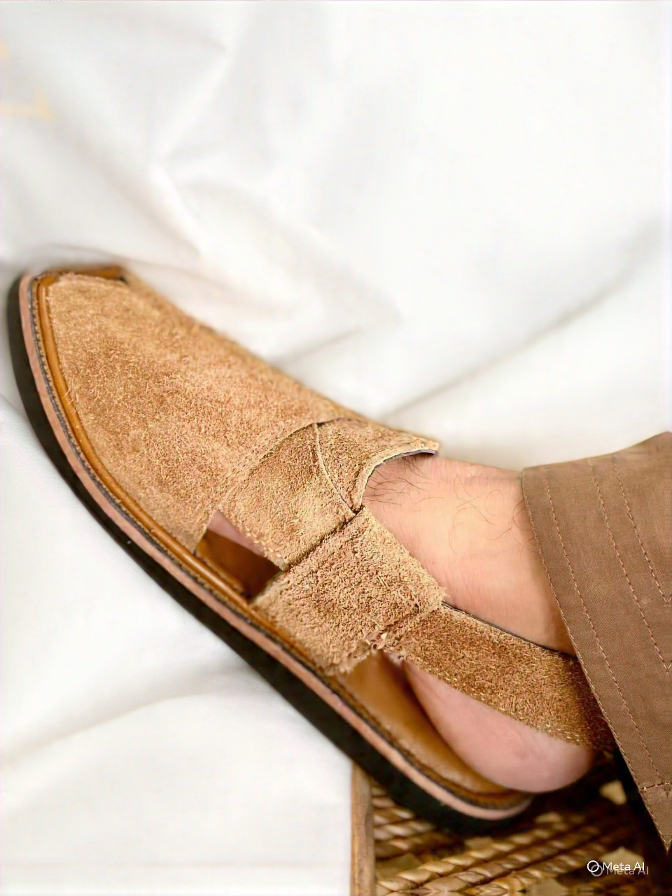 Camel Colour Peshawari Suede Chappal - Traditional Crafted Comfort - Image 2